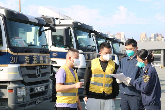 深圳湾海关关员正在对入境马匹实施监管。受访者供图