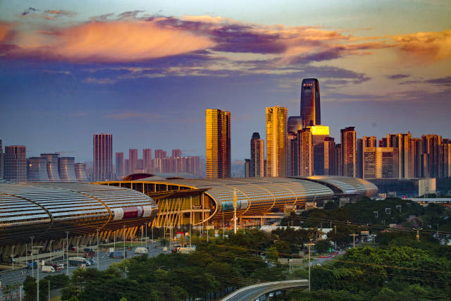 广州琶洲美丽夕阳。