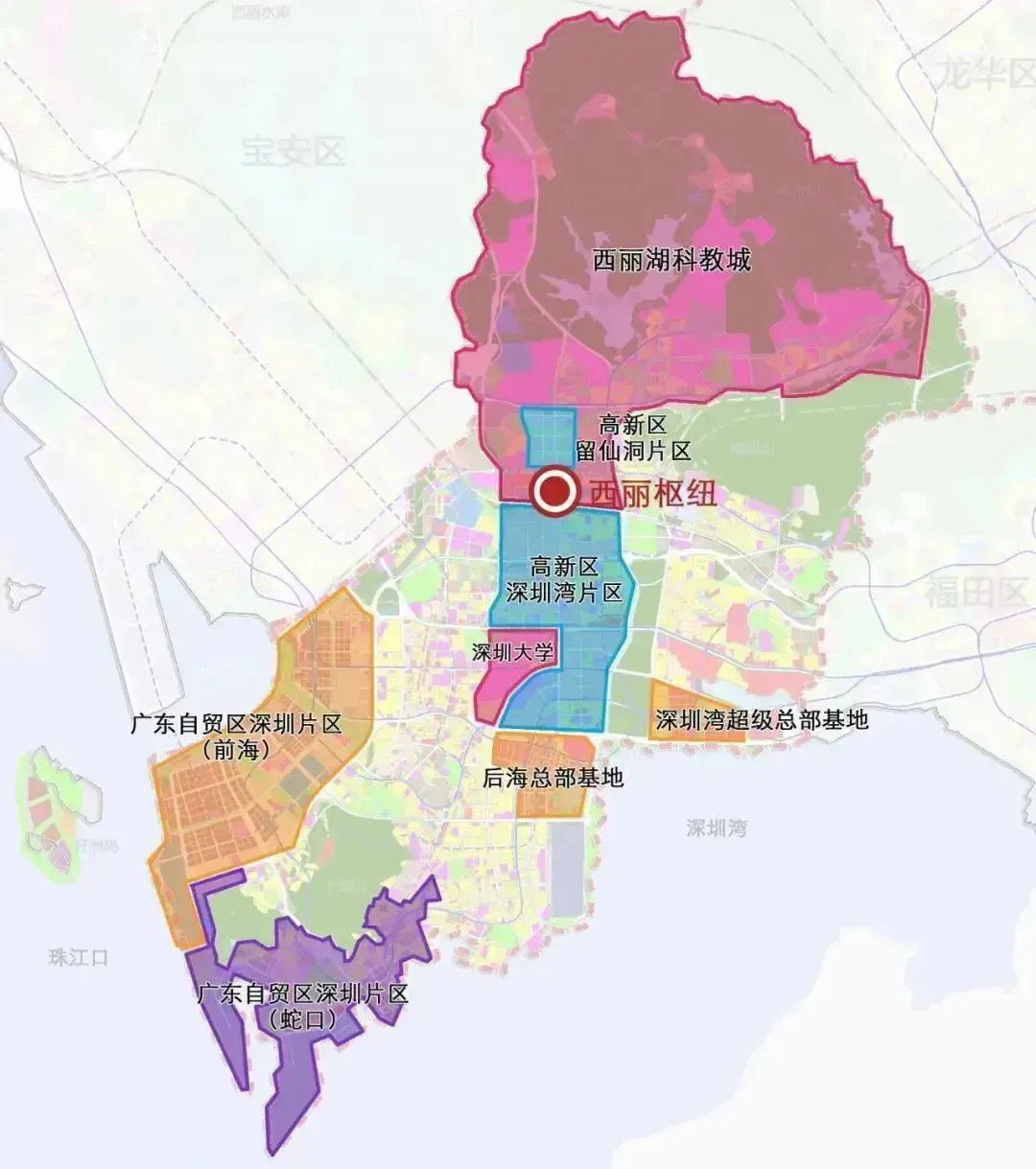 西丽高铁枢纽区域位置图。图源：深圳市规划和自然资源局