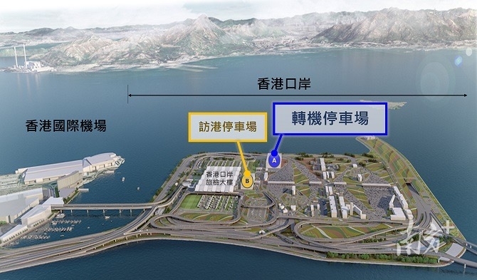 港珠澳大桥香港口岸人工岛禁区的两座自动化停车场