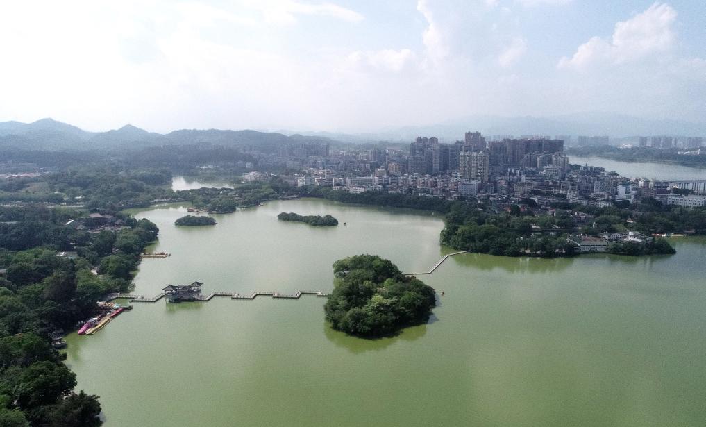这是6月6日拍摄的惠州西湖一角（无人机照片）。新华社记者 卢汉欣 摄